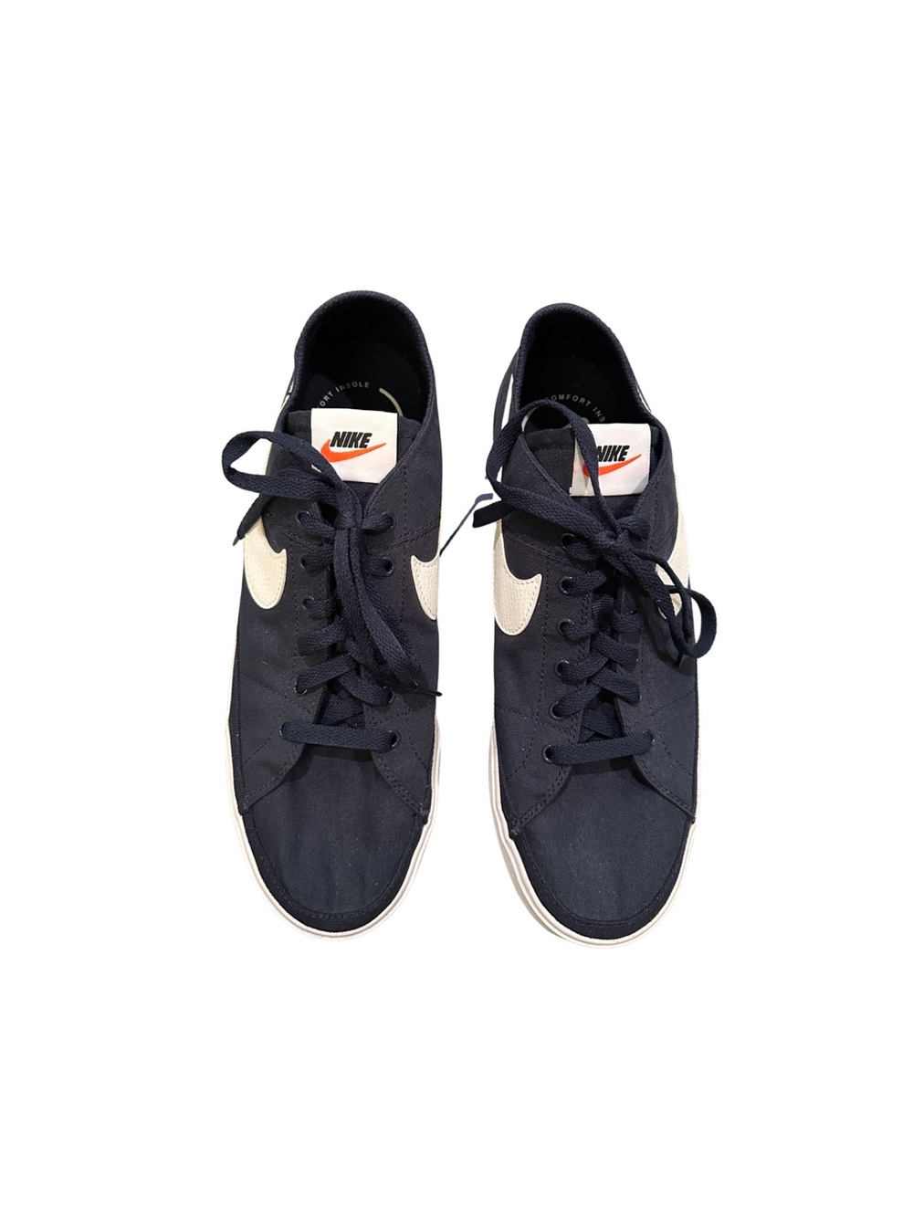 Nike Men’s Navy Canvas Sneakers with White Swoosh - Size 11